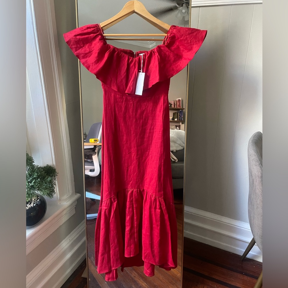 NWT Reformation Baela Linen Midi Dress XS 0